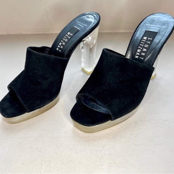 Stuart Weitzman Lucite Heel Suede Heels - Picture 2 of 9